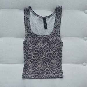 SKIMS Gray Leopard Print Tank Top